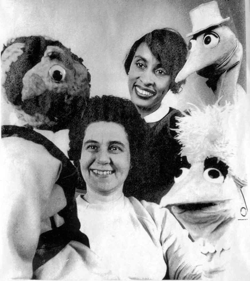 Alice Swann and Nancy Schmale with puppets from The Carnival of the Animals
